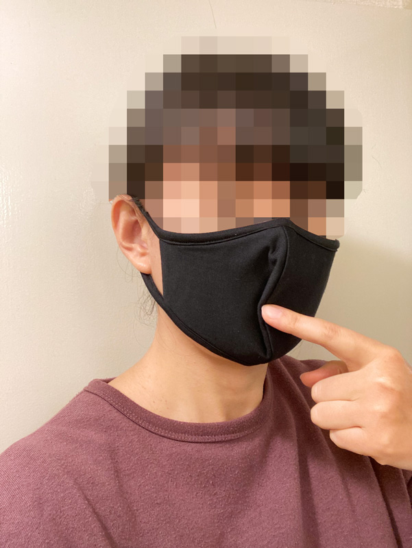【マスク比較レビュー】GUの高機能フィルター入りマスク ブラックL　着画